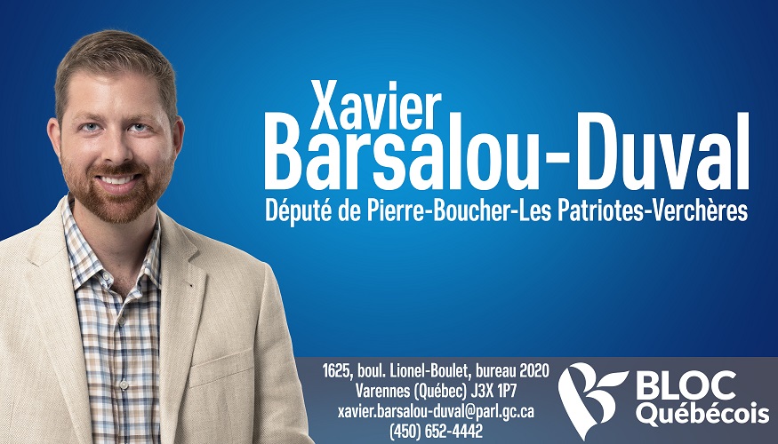 Xavier Barsalou-Duval, Député de Pierre-Boucher - Les Patriotes- Verchères